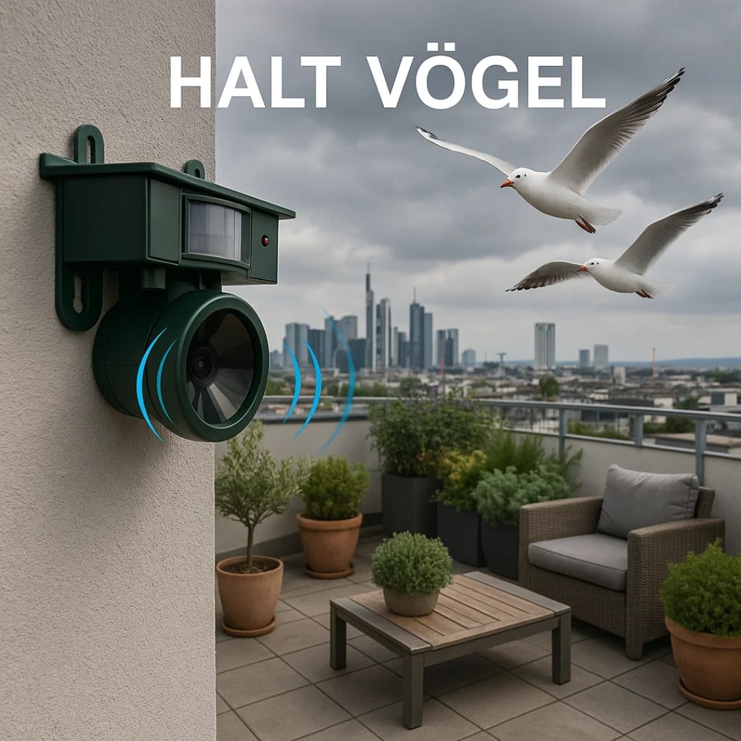 Tauben vertreiben von Balkon & Garten | Vogelabwehrgerät | VogelBlock