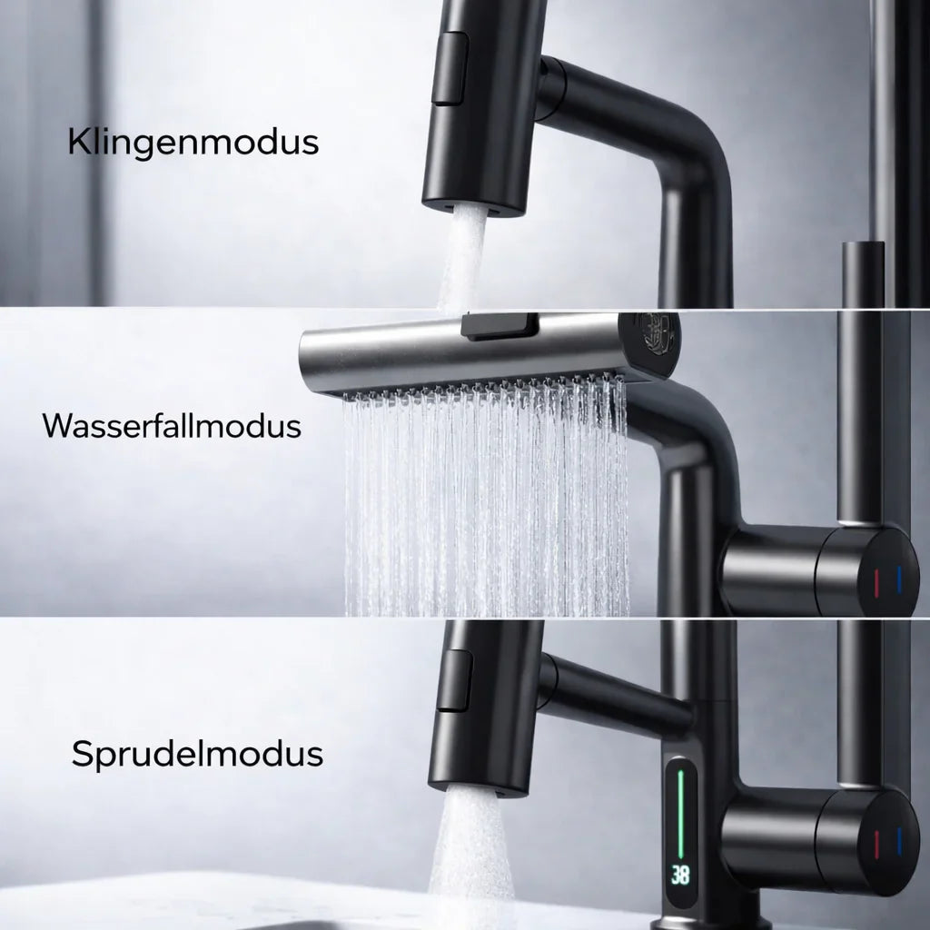 Ausziehbare Küchenarmatur | Ausziehbarer Küchenwasserhahn mit 5 Strahlmodi | FlexiHahn