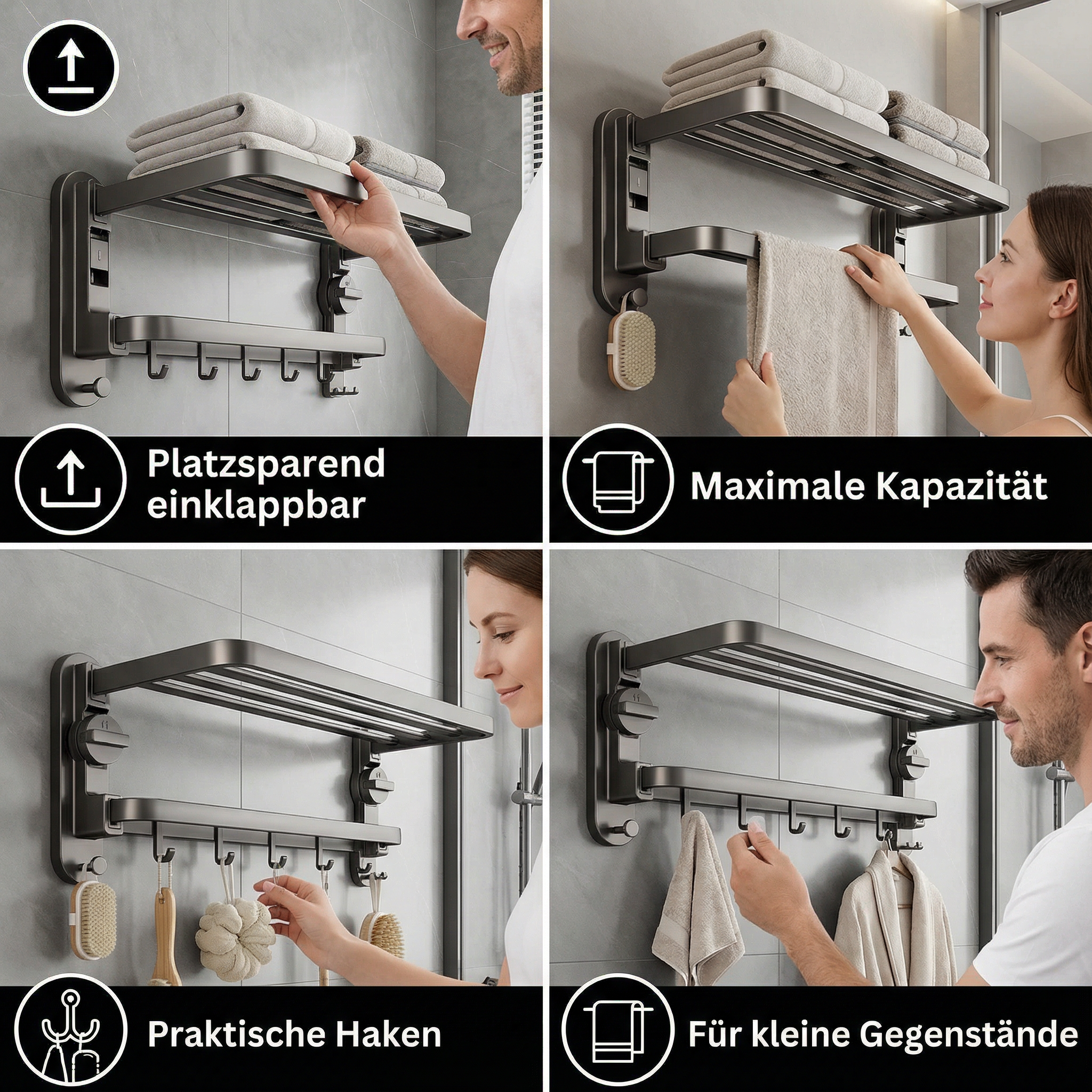 Faltbarer Handtuchhalter mit Saugnapf für das Badezimmer